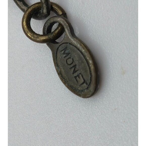 Vintage RARE Monet Faux Cinnabar Pendant Necklace Asian Revival Jade Pearl 70s - Picture 5 of 7